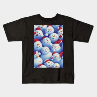 Christmas Seamless Pattern - Snowman #6 Kids T-Shirt